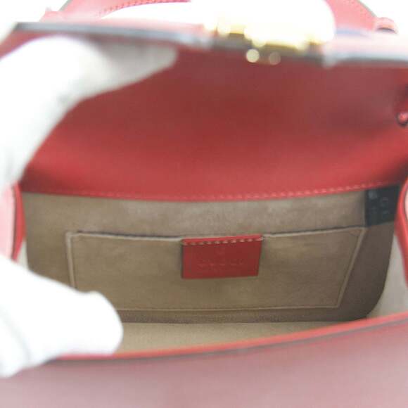 GUCCI Authentic Red Leather Sylvie Shoulder Bag - Picture 7 of 10